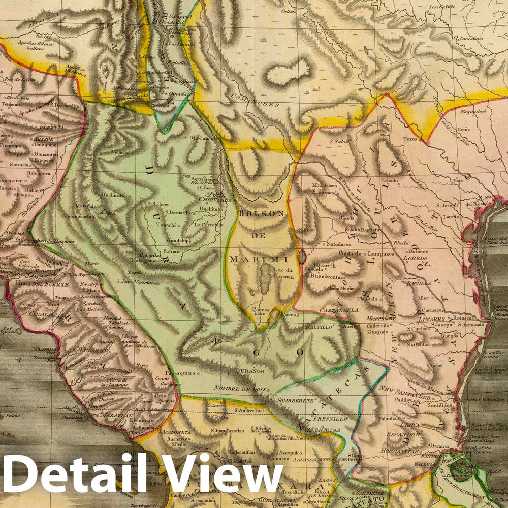 Historic Map : Spanish North America. Drawn and Engraved for Thomson's New General Atlas, 1814, 1814 Atlas - Vintage Wall Art