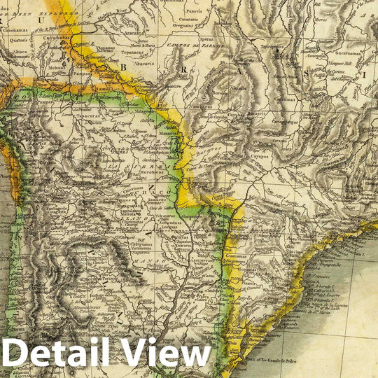 Historic Map : South America. Engd. by J. Moffat, Edinr. Drawn and Engraved for Thomson's New General Atlas, Edinr, Septr. 16th, 1814, 1814 Atlas - Vintage Wall Art