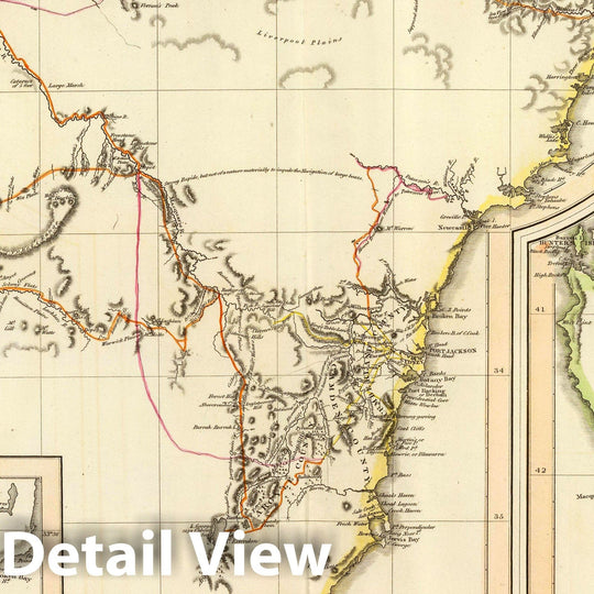 Historic Wall Map : Australia, New South Wales New S. Wales, Van Diemen's Land, 1821 Atlas , Vintage Wall Art