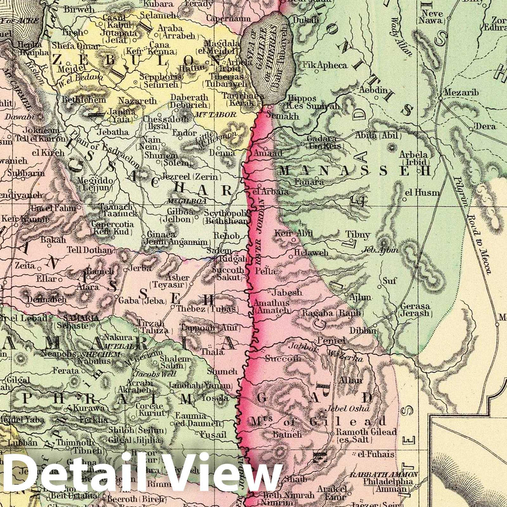 Historic Map : A New map of Palestine or The Holy Land. (with) Modern Jerusalem. Drawn and Engraved by W.H. Gamble, Philada, 1873 Atlas - Vintage Wall Art