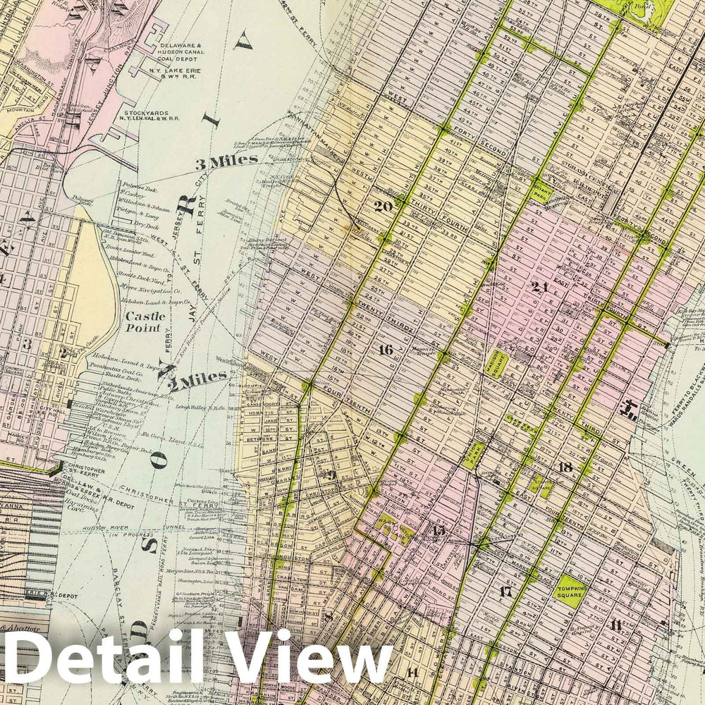 Historic Map : 1 New York, Brooklyn, Jersey City, 1891 Atlas - Vintage Wall Art