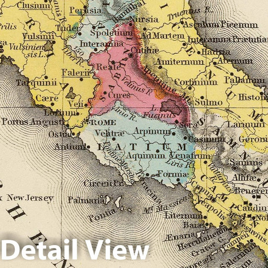 Historic Map - 1875 Classical Atlas - Map of ancient Italy. (with) Plan of ancient Rome. (with) Vicinity of ancient Rome. - Vintage Wall Art