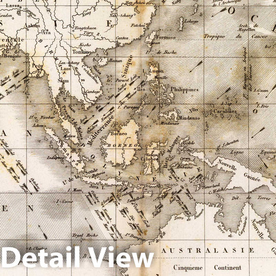 Historic Map : Theorie des vents (Asie, Ocean Indien, Ocean Pacifique, Ocean Antarctique). Grave par Berthe, 1827 Atlas - Vintage Wall Art