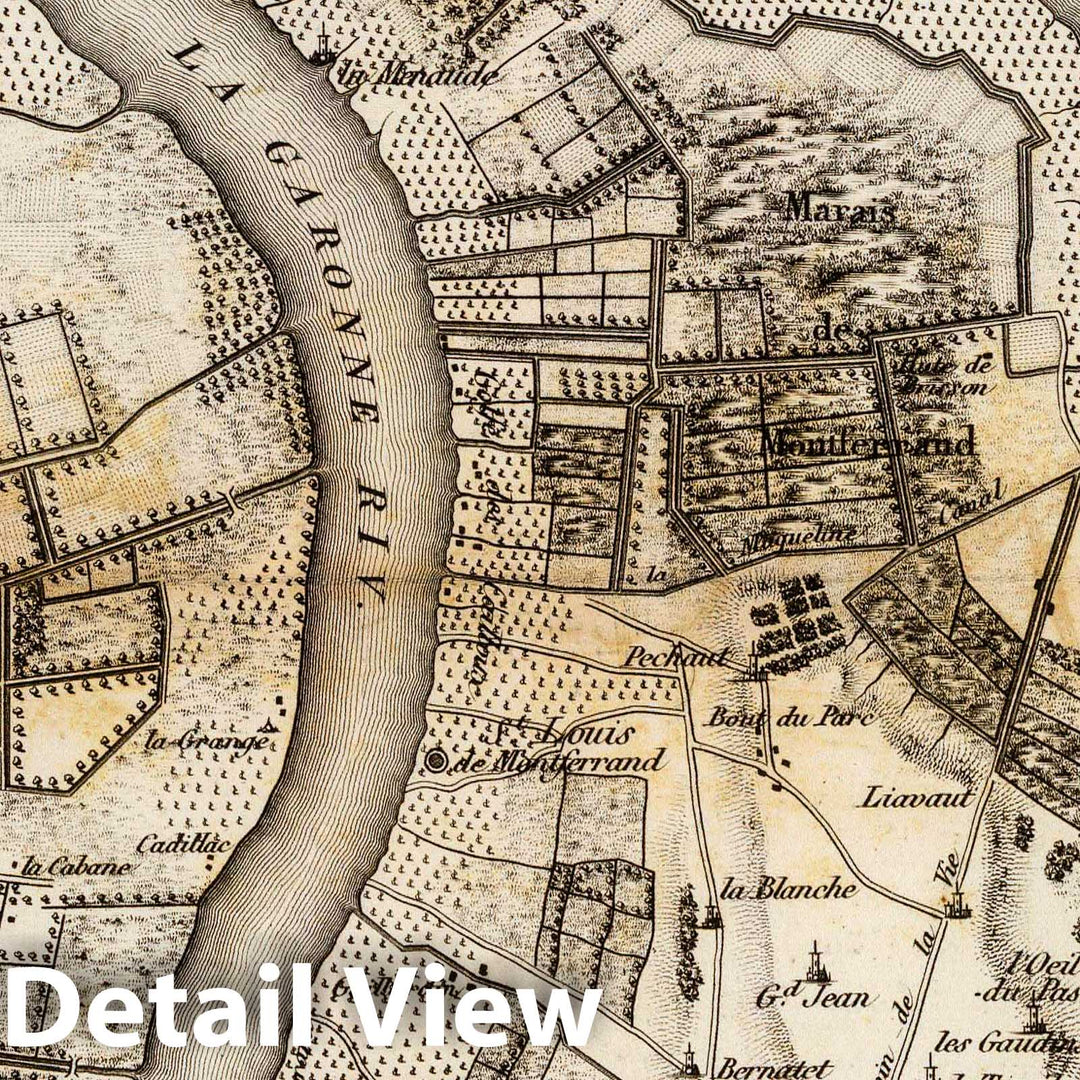 Historic Map : Le Bec d'Ambes, confluent de la Garonne et de la Dordogne, terrains d'alluvions. (A Paris, Chez Mme. veuve Agasse, Imprimeur-Libraire, rue des Poitevi, 1827Vintage Wall Art