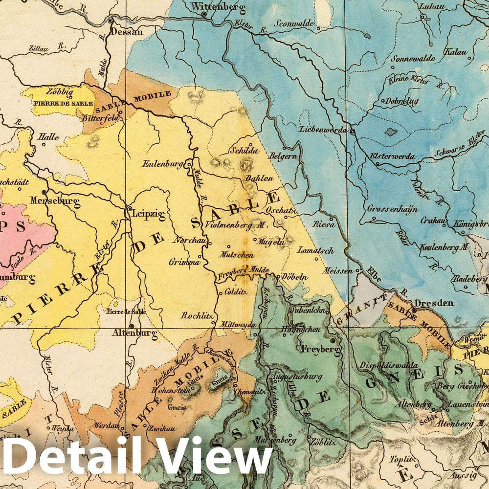 Historic Map : Germany, Saxony , Germany Carte mineralogique de la Saxe. Distribuee par massifs. Gravee par Ambroise Tardieu, 1827 , Vintage Wall Art