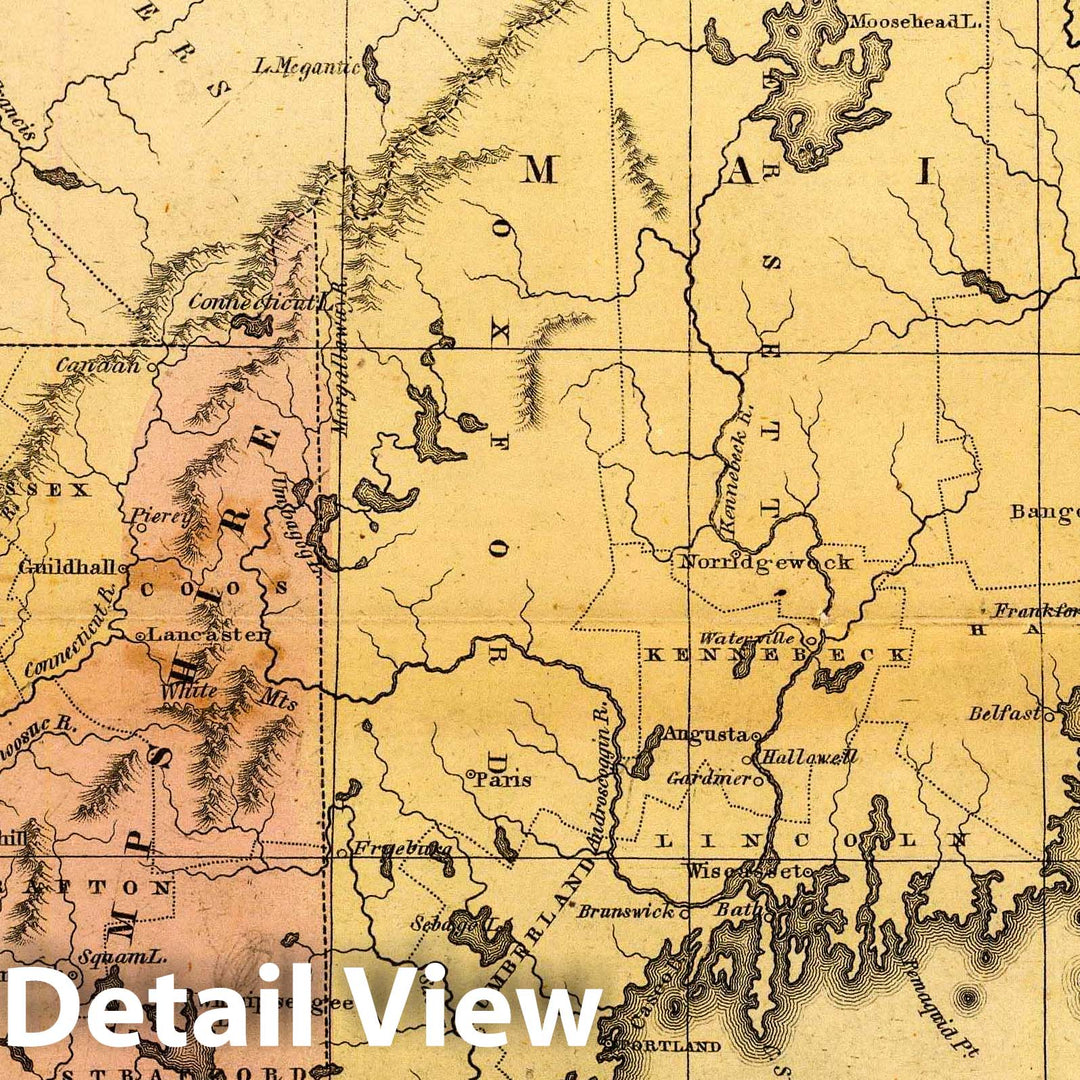 Historic Map : 1830 School Atlas - New England States. Entered 12th Day of August 1830 by H. & F.J. Huntington Connecticut. - Vintage Wall Art