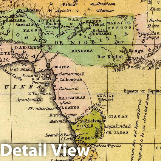 Historic Map : Africa. Entered 12th Day of August 1830 by H. & F.J. Huntington Connecticut, 1830 Atlas - Vintage Wall Art