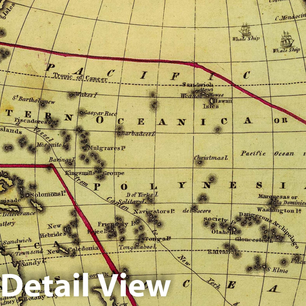 Historic Map : Pacific Ocean, its Islands & coasts. Entered 12th Day of August 1830 by F.J. Huntington Connecticut, 1830 Atlas - Vintage Wall Art