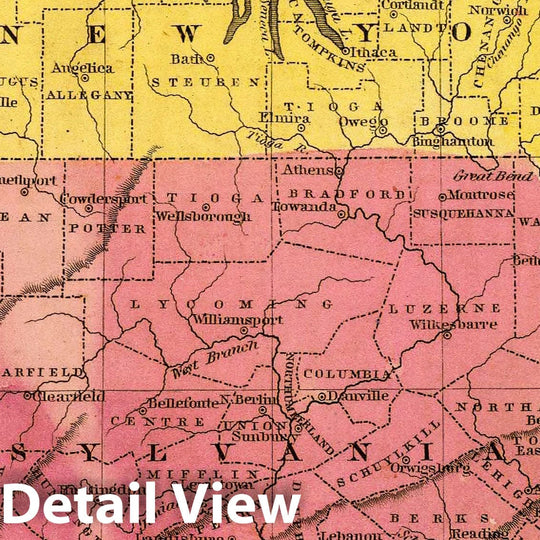 Historic Map : Middle States and Part of The Southern. Entered 1836, by Eleazer Huntington Connecticut, 1836 Atlas - Vintage Wall Art