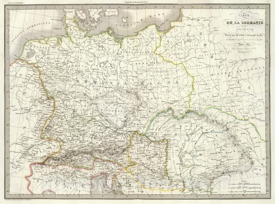 Historic Map : Austria; Germany, , Europe Carte de la Germanie Ancienne, 1830, Vintage Wall Art