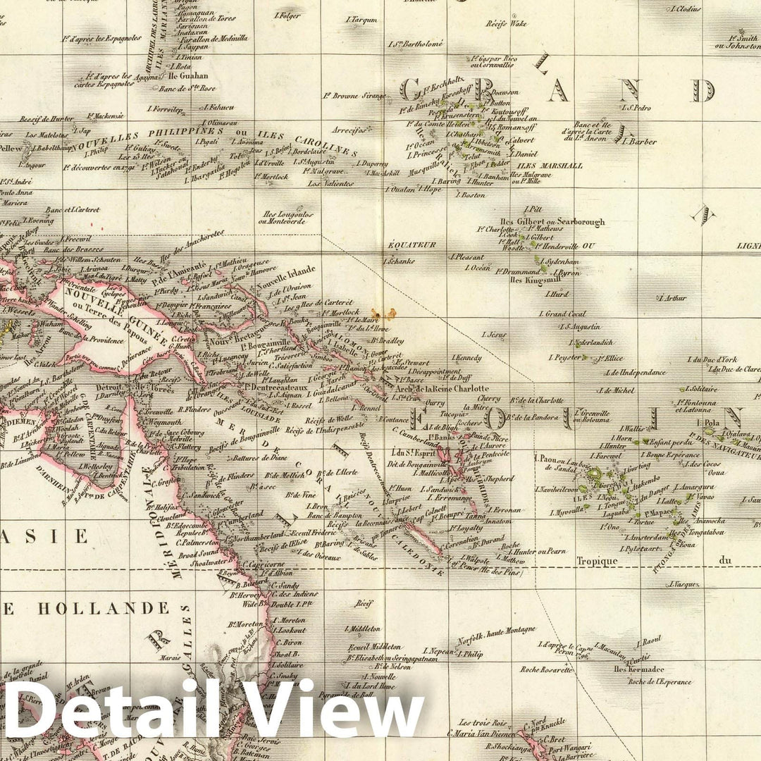 Historic Map : Carte de l'Oceanie contenant l'Australie, la Polynesie et les iles asiatiques. , Geogphe, 1829Vintage Wall Art