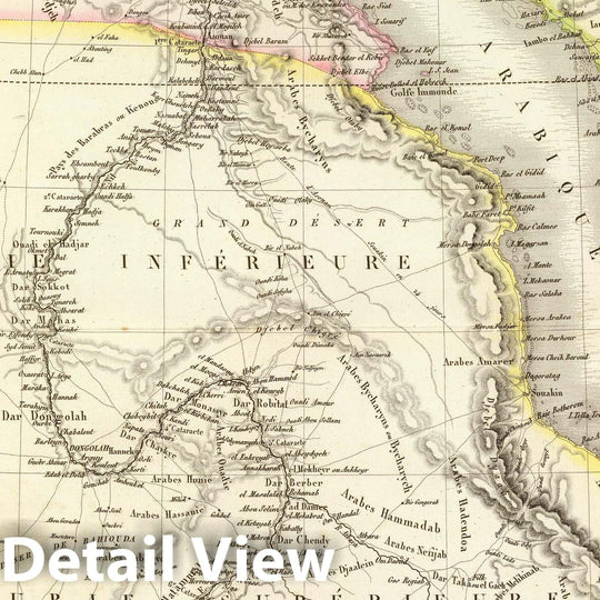 Historic Map : Egypt; Sudan, Africa, Northeast Carte de l'Egypte, de la Nubie, de l'Abissinie, du Kourdofan et d'une Partie de l'Arabie, 1829, Vintage Wall Art