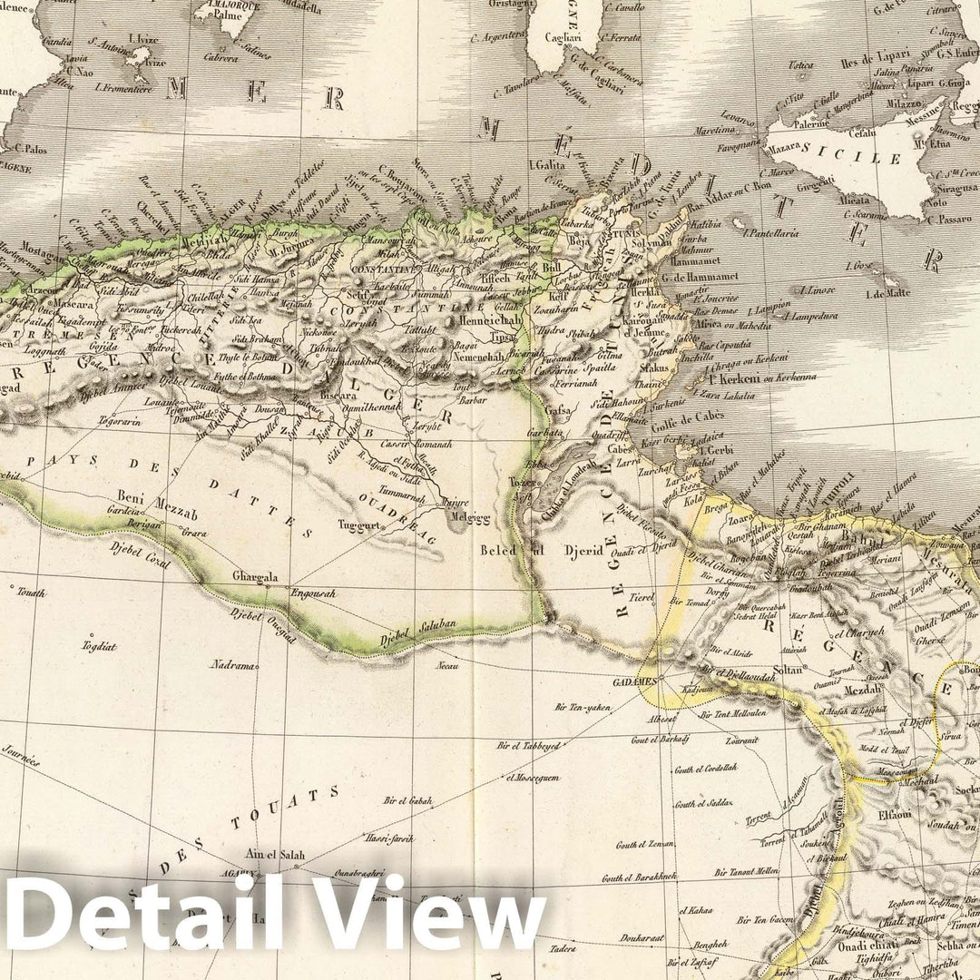 Historic Map : Algeria; Morocco, Africa, North Carte de la Barbarie contenant l'Empire de Maroc et les Regences d'Alger, 1829, Vintage Wall Art