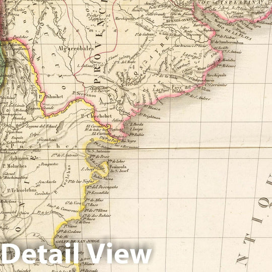 Historic Map : Argentina; Chile, , South America Carte de la Plata, du Chili, et de la Patagonie, 1828 , Vintage Wall Art