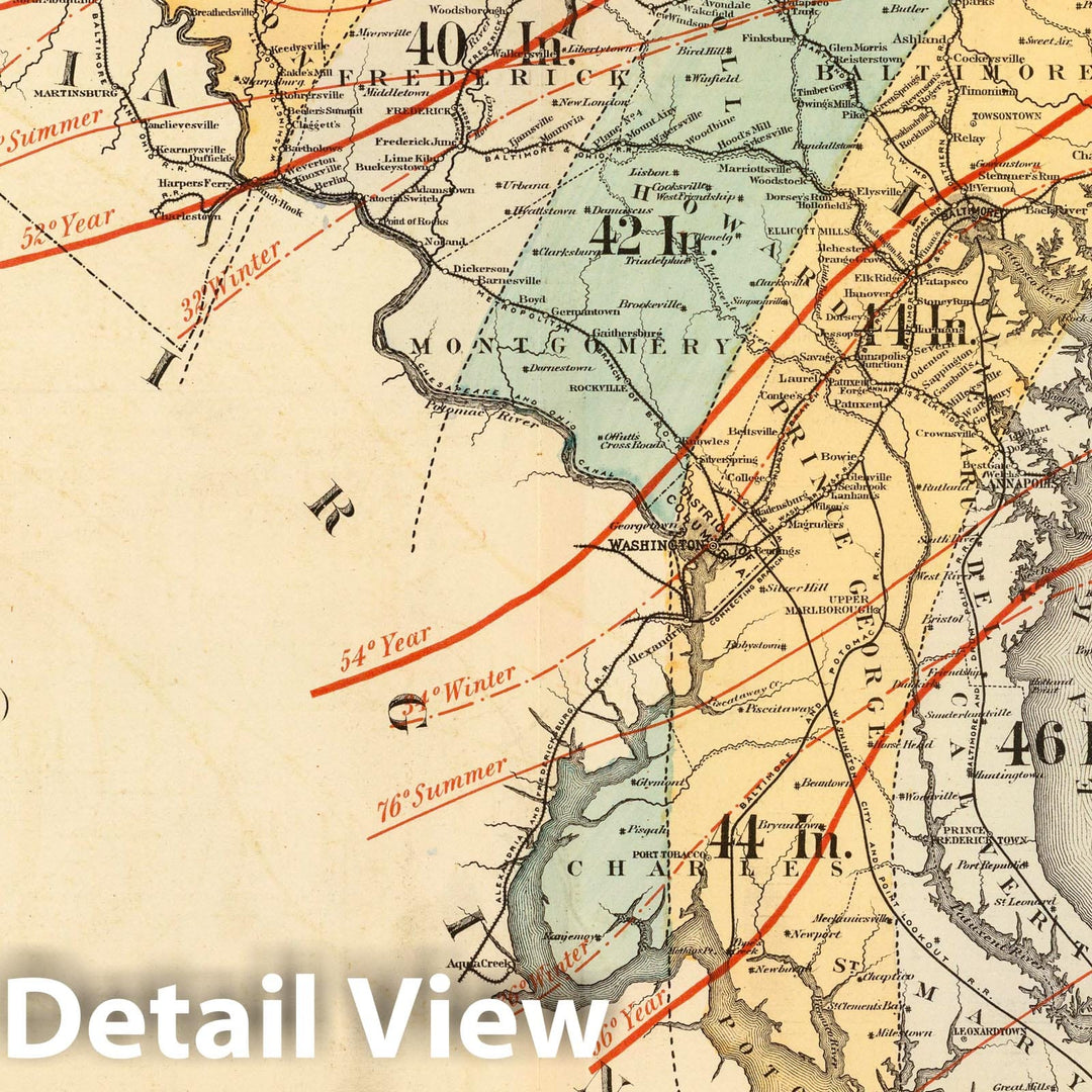 Historic Map : 1873 Climatological map of The State of Maryland and The District of Columbia. - Vintage Wall Art