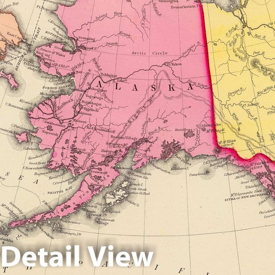 Historic Map : North Western America Showing The Territory ceded by Russia to The United States, 1873 Atlas - Vintage Wall Art