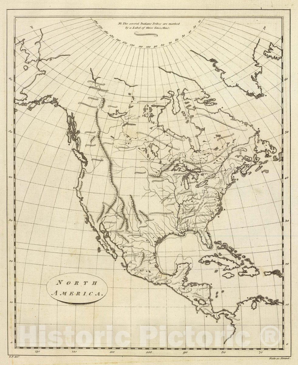 Historic Map : North America. E.P. delt. Neele sc, Strand. (1804), 1804 Atlas - Vintage Wall Art