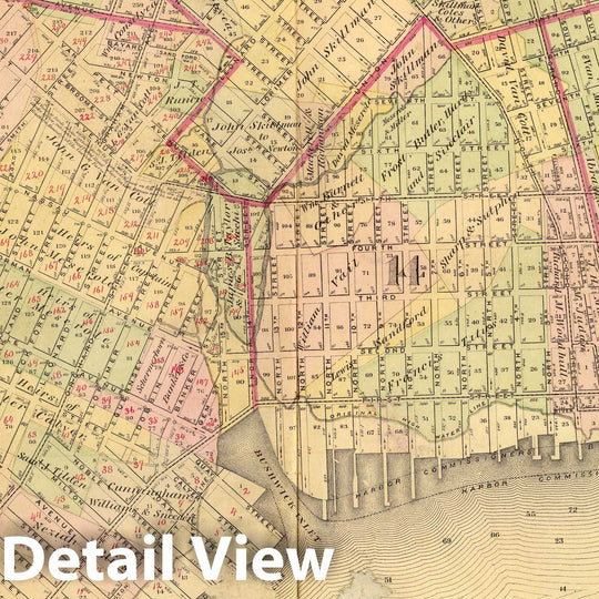 Historic Map : Section 1 (Farm line map of The City of Brooklyn. Compiled and Drawn by Henry Fulton. 1874), 1874 City Atlas - Vintage Wall Art