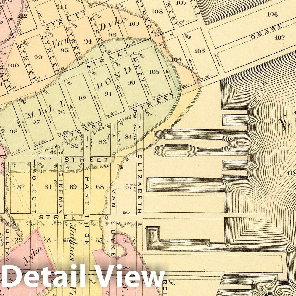 Historic Map : Section 3 (Farm line map of The City of Brooklyn. Compiled and Drawn by Henry Fulton. 1874), 1874 City Atlas - Vintage Wall Art