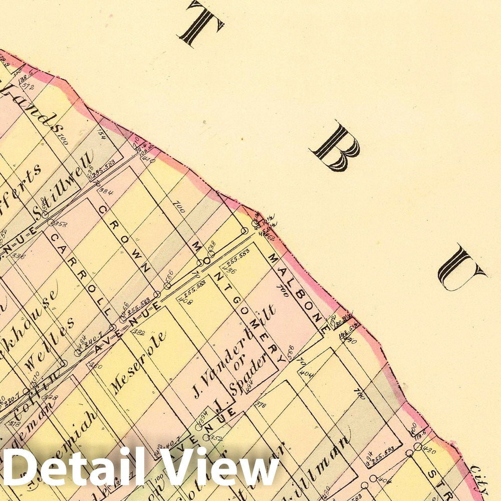 Historic Map : Section 8 (Farm line map of The City of Brooklyn. Compiled and Drawn by Henry Fulton. 1874), 1874 City Atlas - Vintage Wall Art