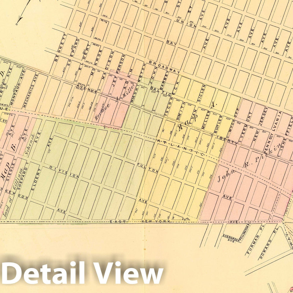 Historic Map : Section 9. East New York. (Farm line map of The City of Brooklyn. Compiled and Drawn by Henry Fulton. 1874), 1874 City Atlas - Vintage Wall Art