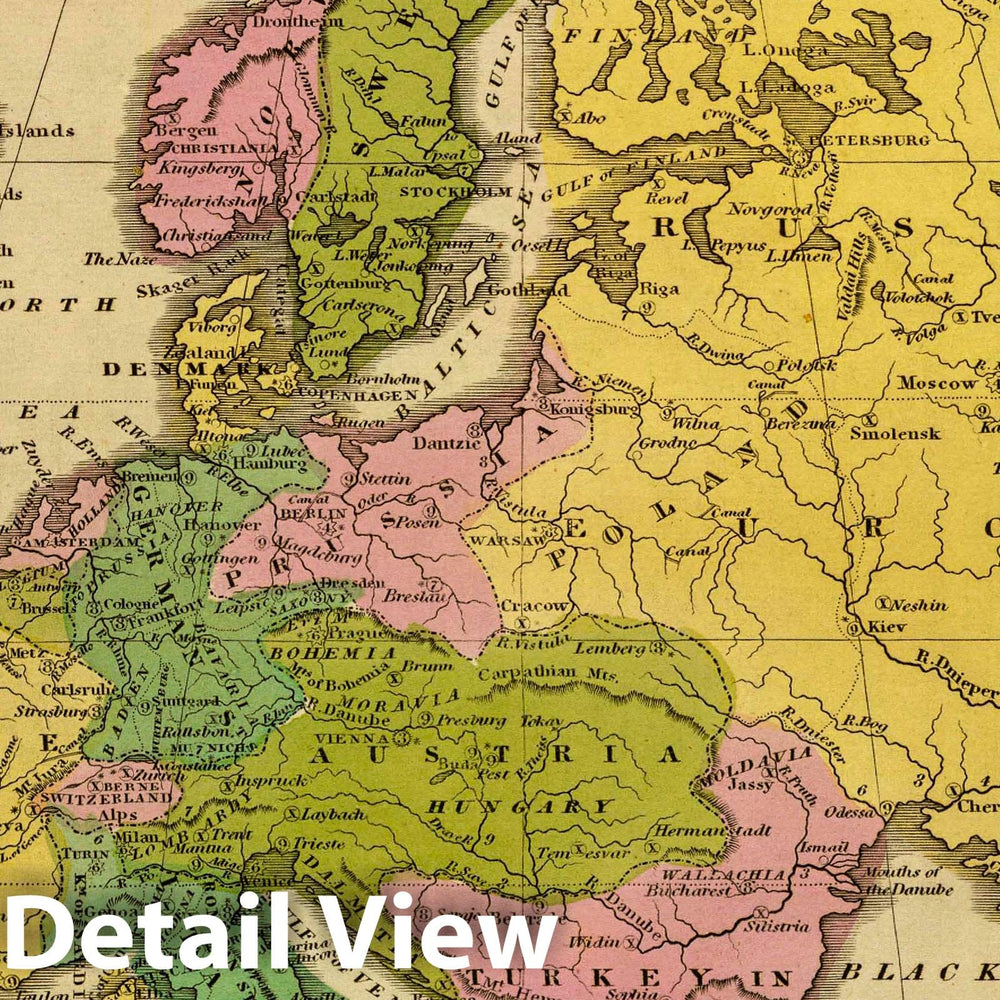 Historic Map : Geographical & statistical map of Europe, adapted to Woodbridge's Geography. Entered, 1831, 1837 Atlas - Vintage Wall Art