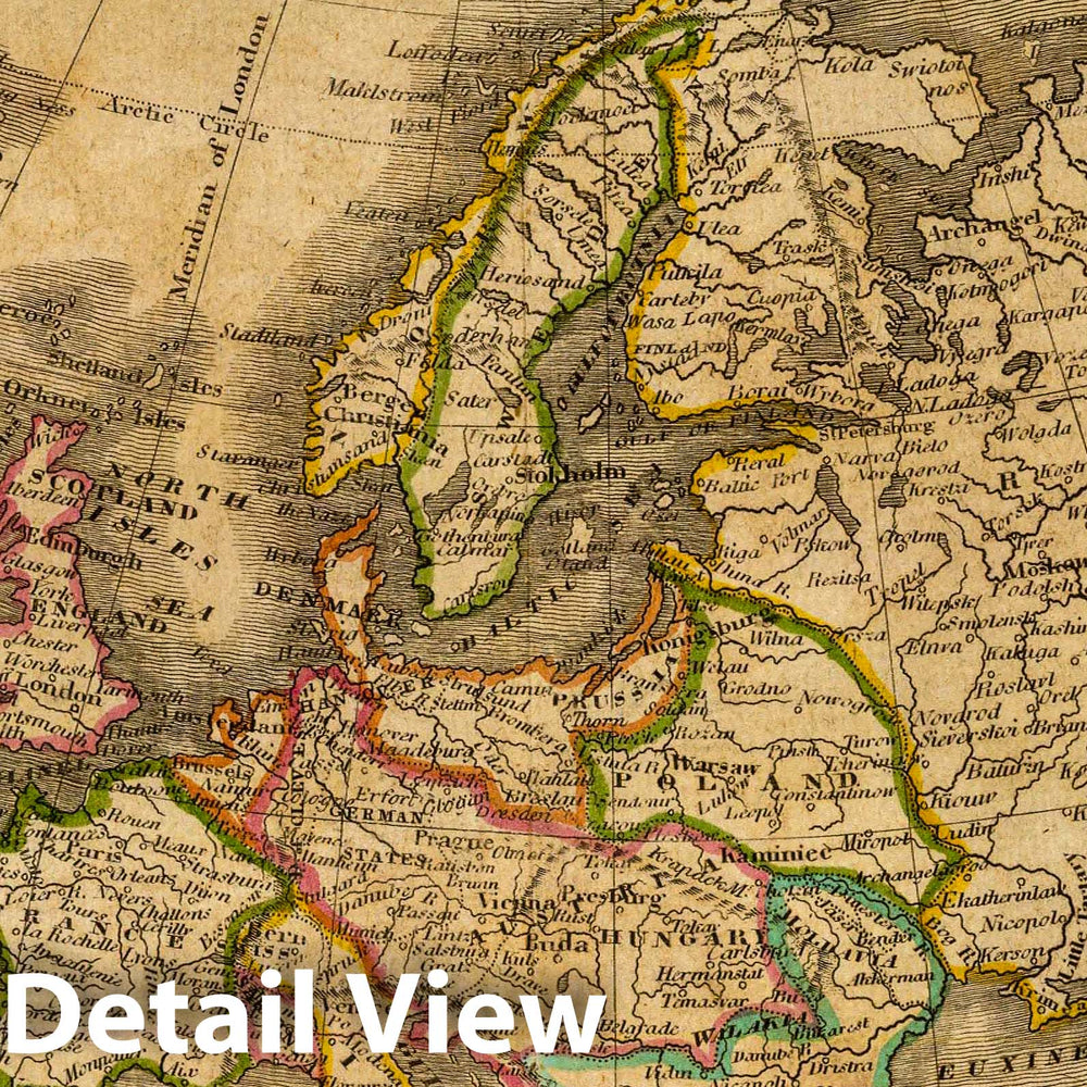 Historic Map : Europe. Philad. Published by M. Carey & Son, 1820, 1820 Atlas - Vintage Wall Art