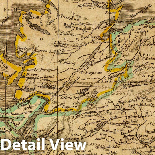 Historic Map : Scotland. Philad. Published by M. Carey & Son, 1820, 1820 Atlas - Vintage Wall Art