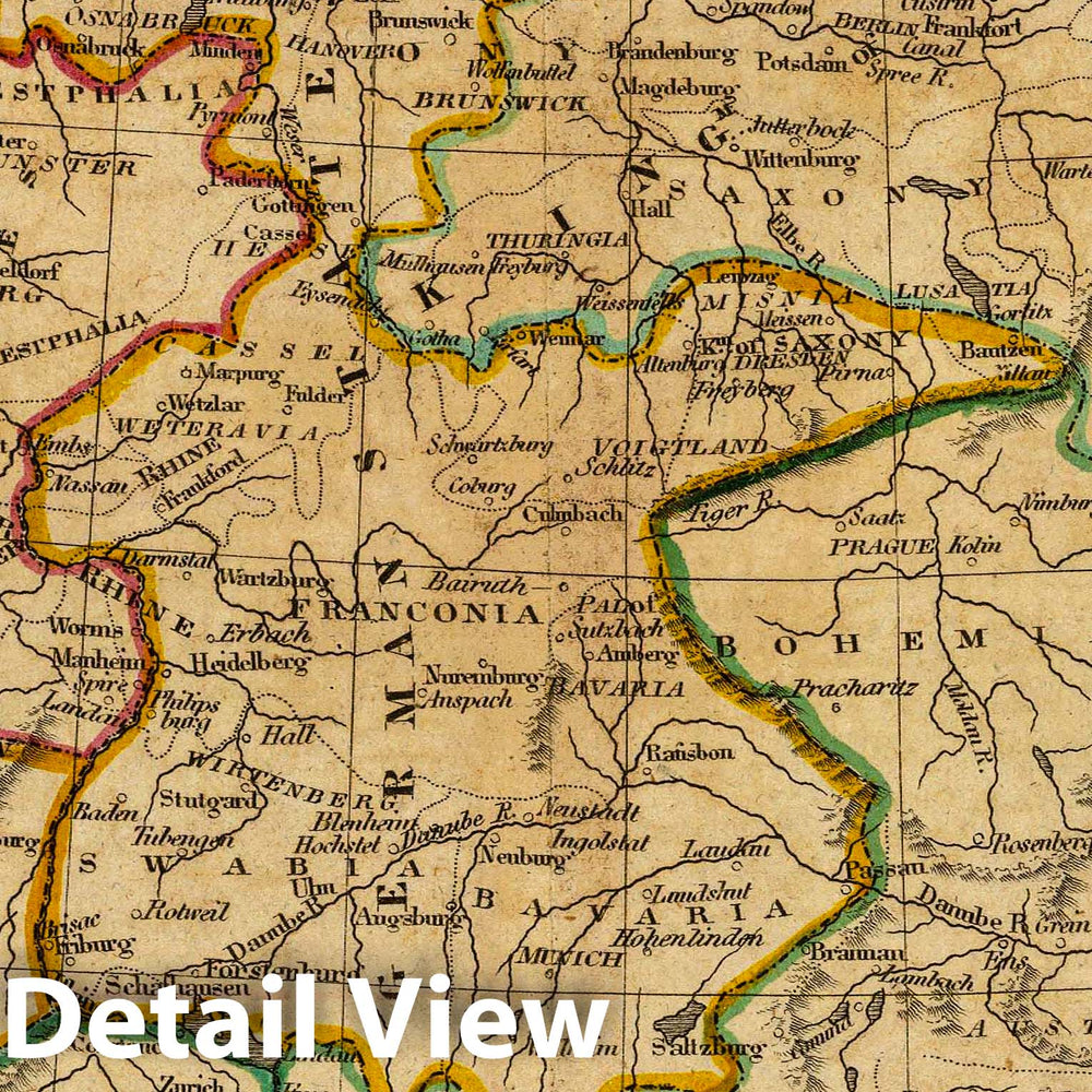 Historic Map : Germany. Philad. Published by M. Carey & Son, 1820, 1820 Atlas - Vintage Wall Art