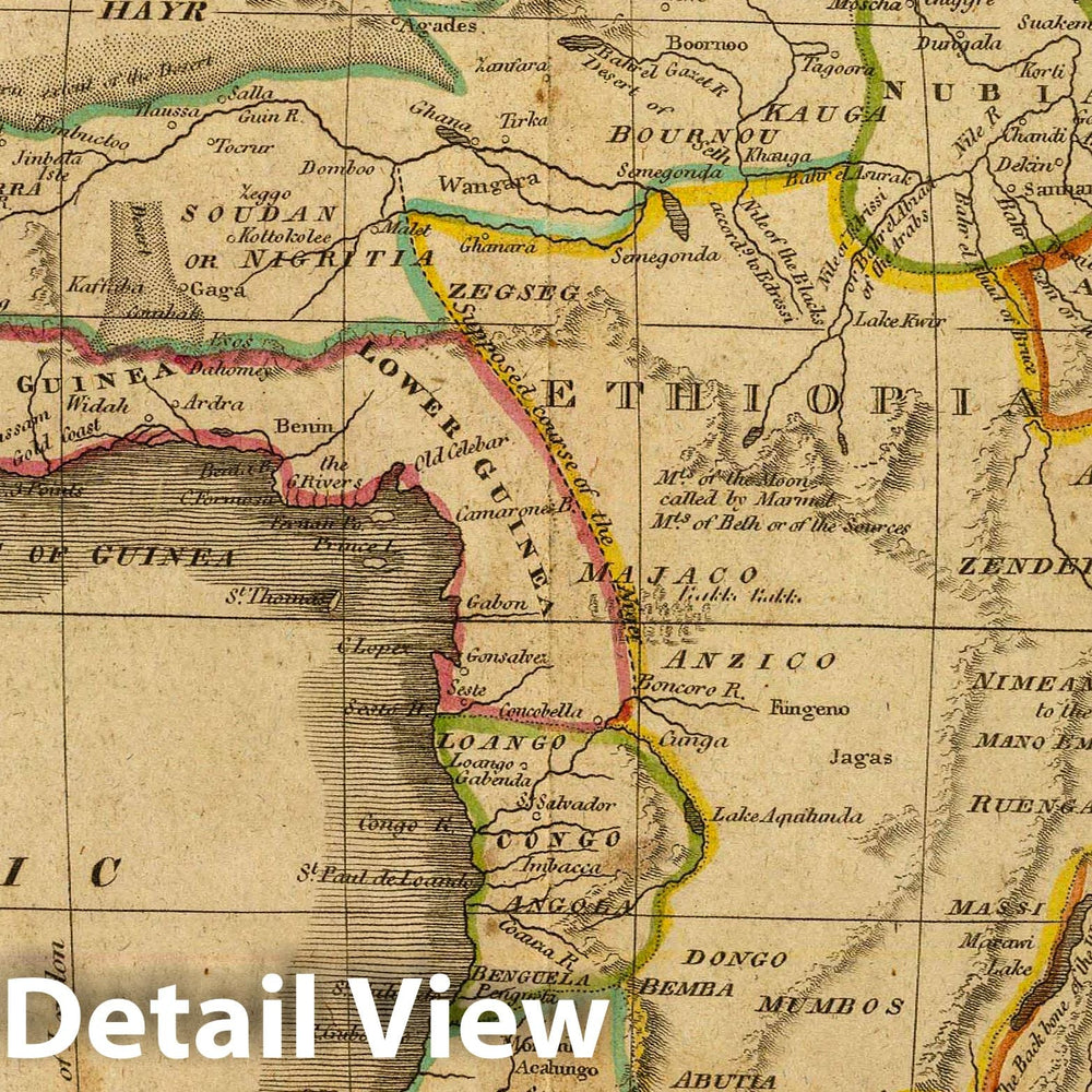 Historic Map : Africa. Philad. Published by M. Carey & Son, 1820, 1820 Atlas - Vintage Wall Art