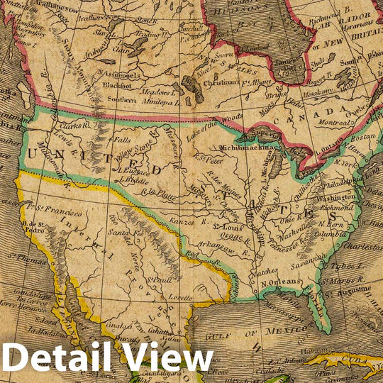 Historic Map : North America. Philad. Published by M. Carey & Son, 1820, 1820 Atlas - Vintage Wall Art