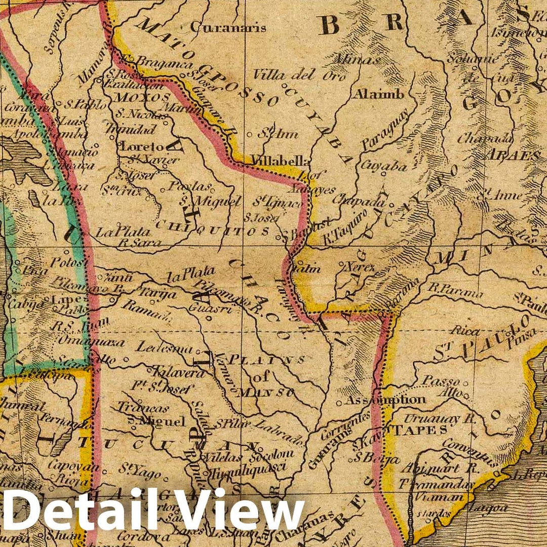 Historic Map : South America. Philad. Published by M. Carey & Son, 1820, 1820 Atlas - Vintage Wall Art