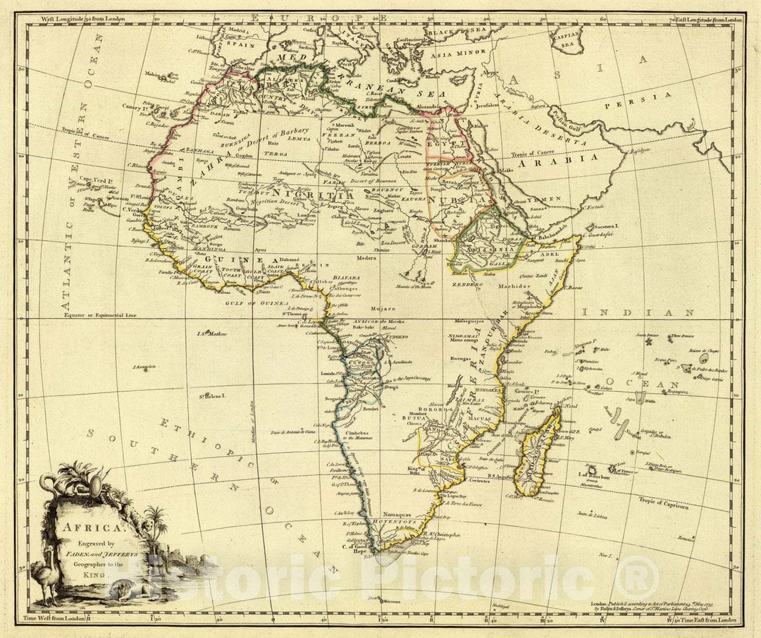 Historic Map : Africa. Engraved by Faden and Jefferys, Geographer to the King. London: publish'd according to Act of Parliament, 29th May, 1775 by Faden & Jefferys, 1775Vintage Wall Art