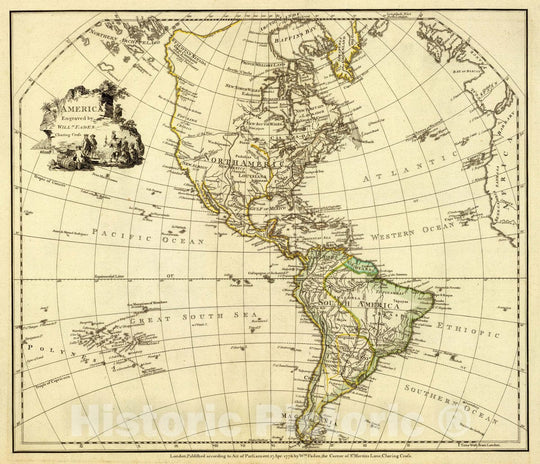 Historic Map : America. Engraved by Willm. Faden, Charing Cross. London, published according to Act of Parliament, 27 Apr. 1776: by Wm. Faden, the Corner of St. Mart, 1776Vintage Wall Art