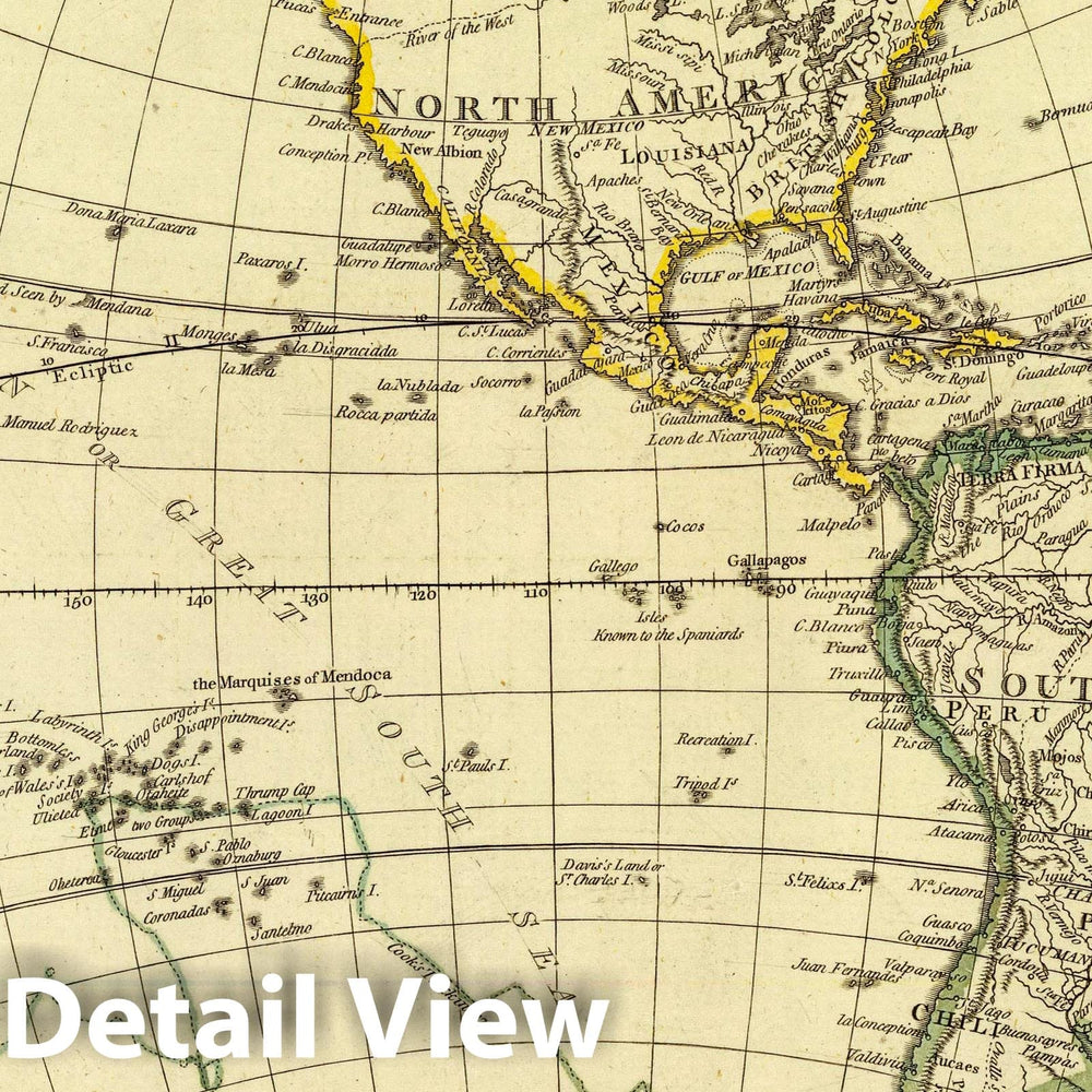 Historic Map : Western Hemisphere. Engraved by Faden and Jefferys, Geographer to the King. London, publish'd according to Act of Parliament, 1775Vintage Wall Art