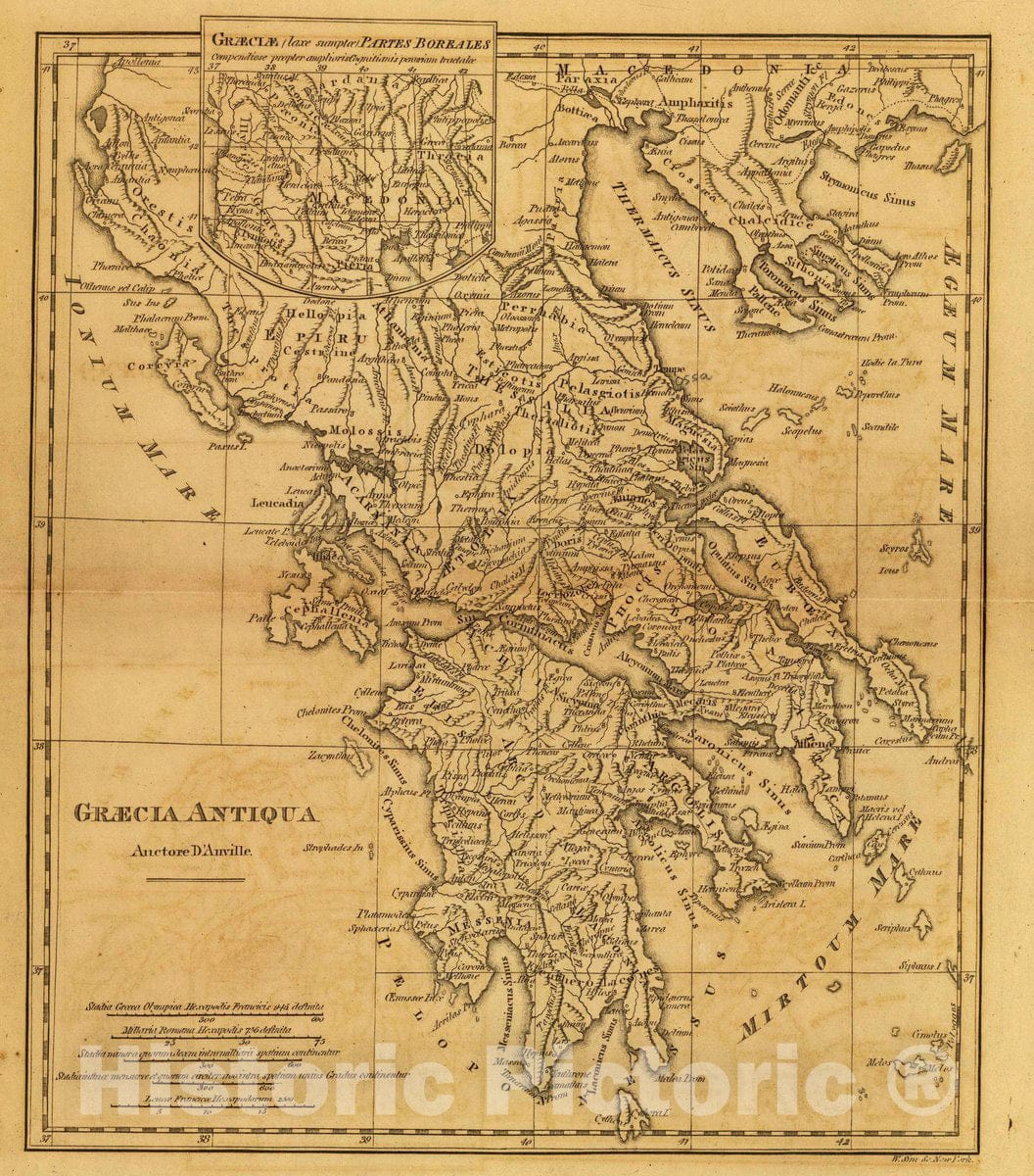 Historic Map : Greece, Balkan Peninsula Graecia Antiqua. (with) Graeciae (laxe sumptae) , 1814, Vintage Wall Art