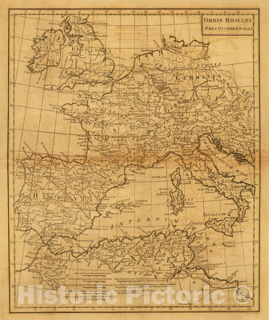 Historic Map : Rome, Africa; Europe Orbis Romani, occidentalis, 1814 Classical Atlas , Vintage Wall Art