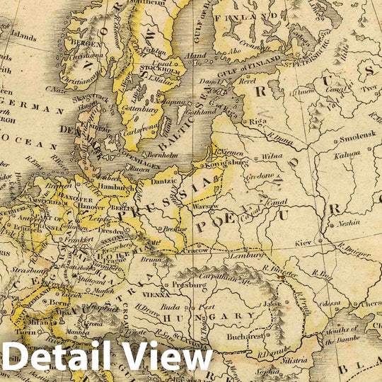 Historic Map : Europe. Boston, Published by Hilliard, Gray, Little and Wilkins. J.V.N. Throop Sc. (1829), 1829 Atlas - Vintage Wall Art