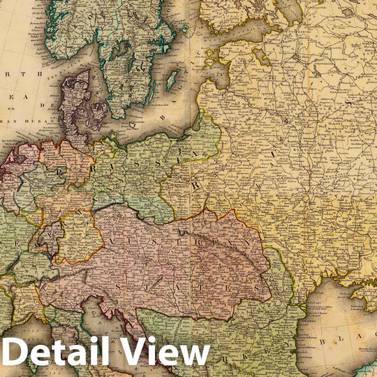 Historic Map : Europe. Exhibiting its present political divisions. (Published by John Hamilton, successor to Daniel Lizars; et. al. 1831?), 1831 Atlas - Vintage Wall Art