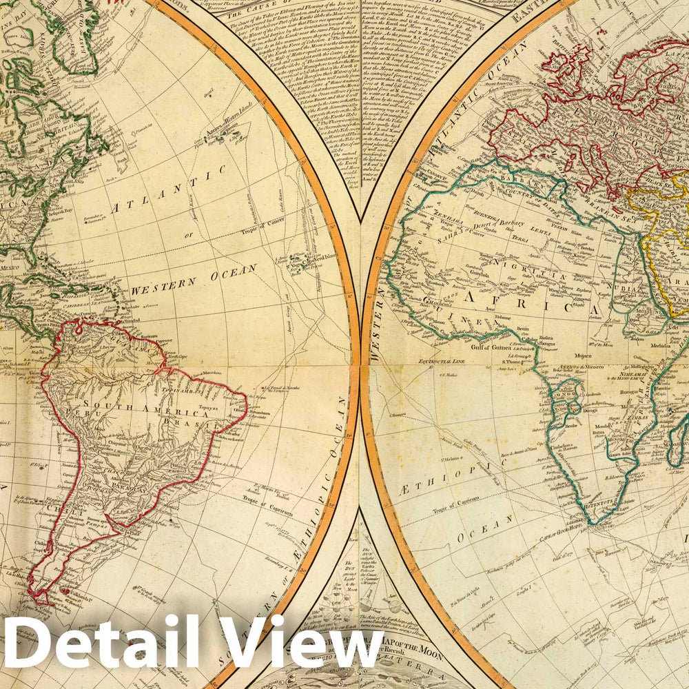 Historic Map : A general map of the World or terraqueous globe with all the new discoveries and marginal delineations, 1799 Atlas - Vintage Wall Art