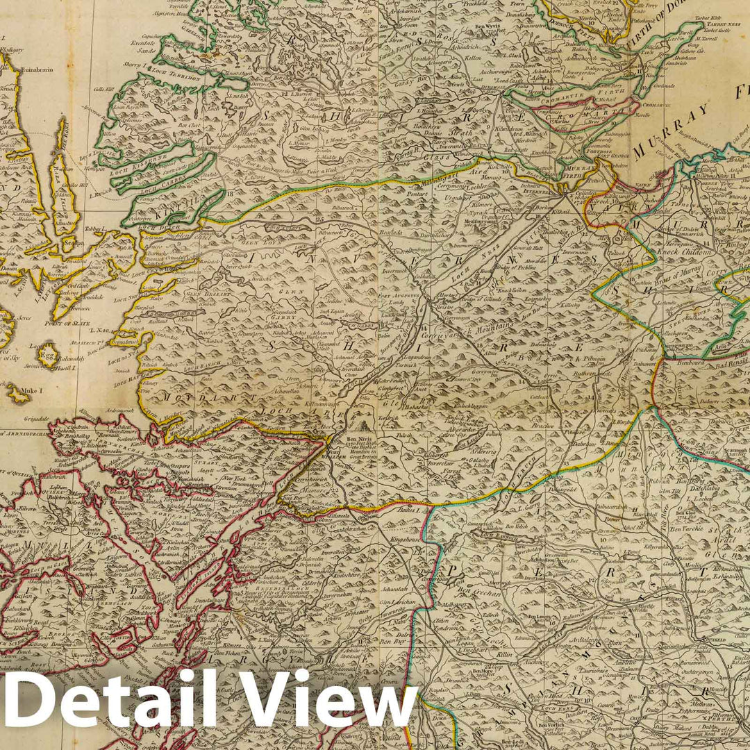 Historic Wall Map : (Composite of) A New and Correct map of Scotland or North Britain with All The Post and Military Roads, divisions & ca, 1794 Atlas - Vintage Wall Art