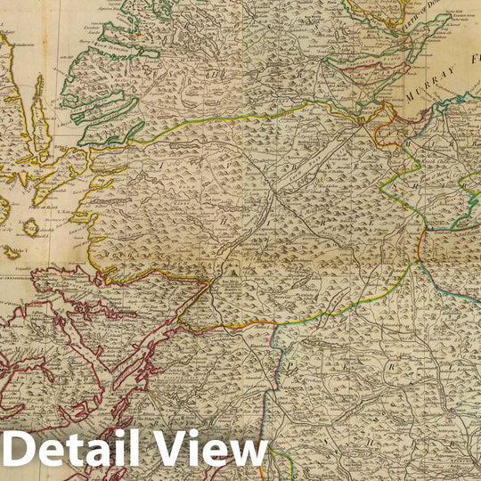 Historic Wall Map : (Composite of) A New and Correct map of Scotland or North Britain with All The Post and Military Roads, divisions & ca, 1794 Atlas - Vintage Wall Art