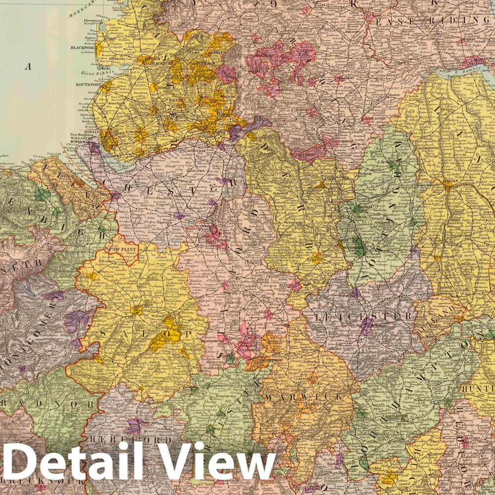 Historic Map : England and Wales. London atlas series. Stanford's Geographical Establishment. London : Edward Stanford, 12, 13 & 14, Long Acre, W.C. (1901), 1901 AtlasVintage Wall Art