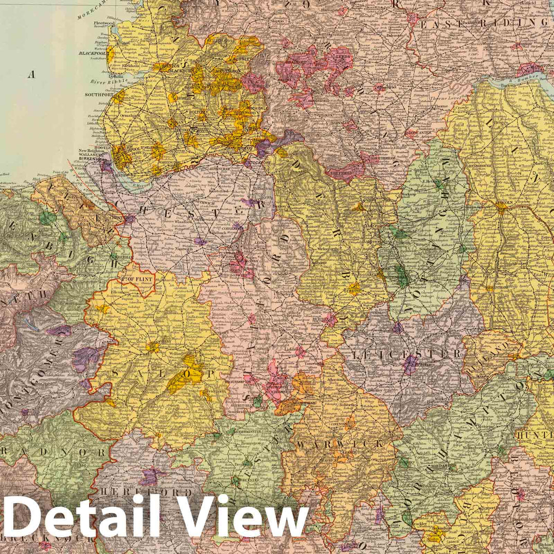 Historic Map : England and Wales. London atlas series. Stanford's Geographical Establishment. London : Edward Stanford, 12, 13 & 14, Long Acre, W.C. (1901), 1901 AtlasVintage Wall Art