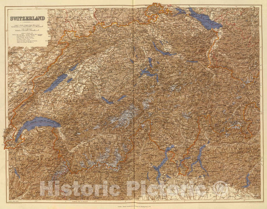 Historic Map : Switzerland. London series. Drawn for the heliogravure process at Stanford's Geographical Establishment. London : Edward Stanford, 26 & 27, Cock, 1901Vintage Wall Art