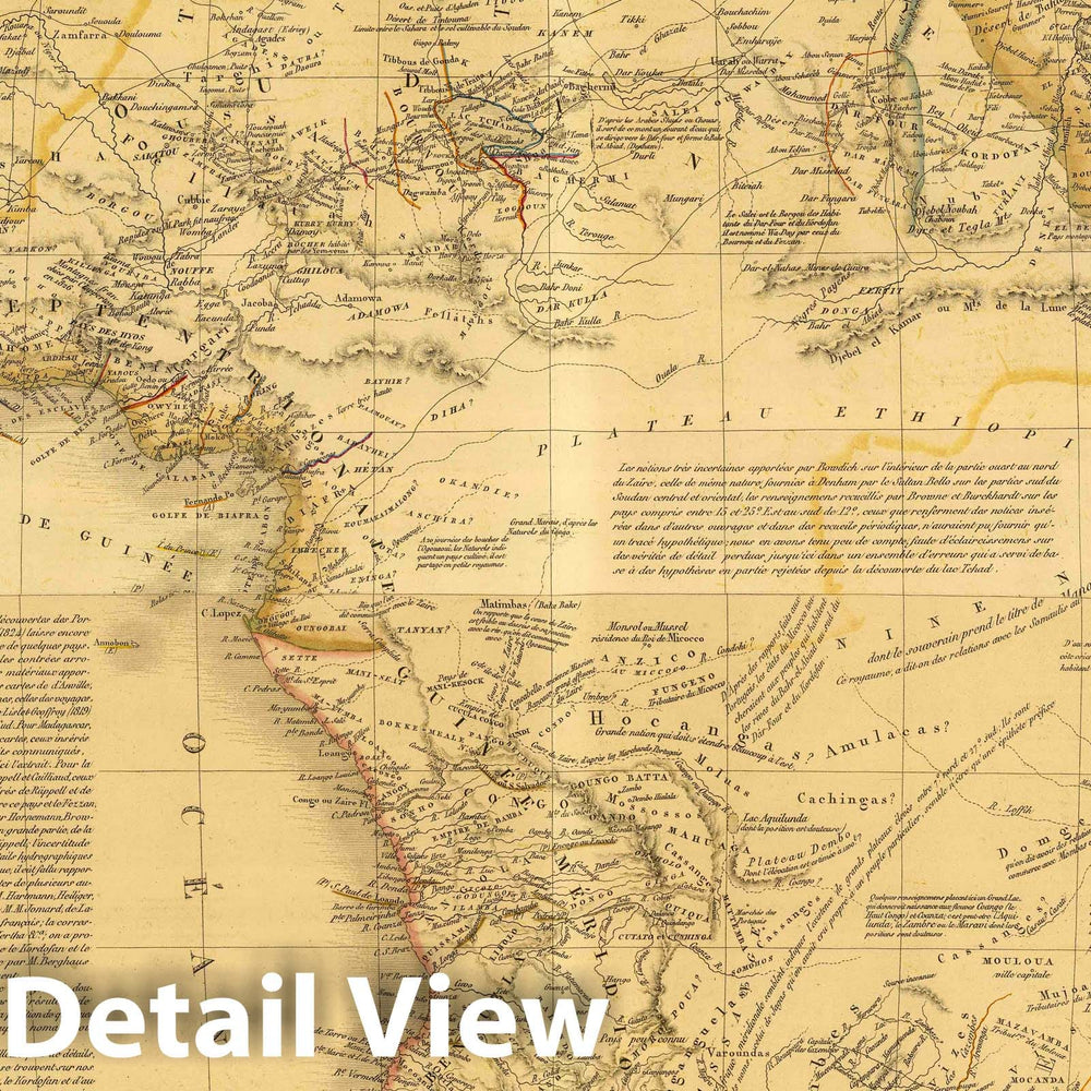 Historic Map : Ethiopia; South Africa, SouthernCarte detaillee en Deux feuilles de l'Afrique, 1834, Vintage Wall Art