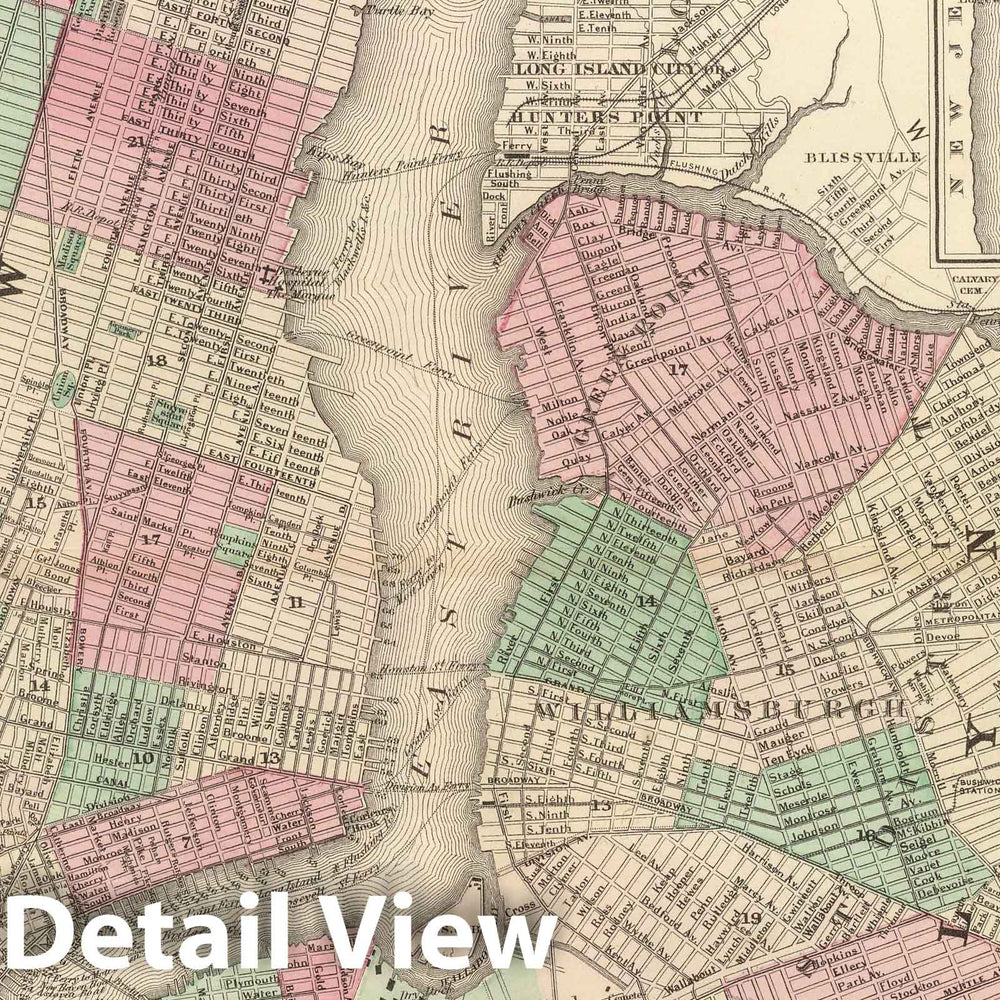 Historic Map : New York (City) and Brooklyn, 1874 Atlas - Vintage Wall Art