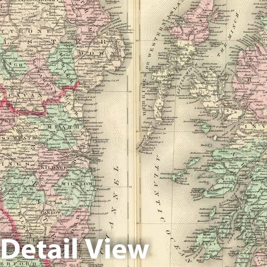 Historic Map : Johnson's Ireland. Published by A. J. Johnson, New York. Johnson's Scotland. Published by A. J. Johnson, New York. 91. 92, 1874 Atlas - Vintage Wall Art