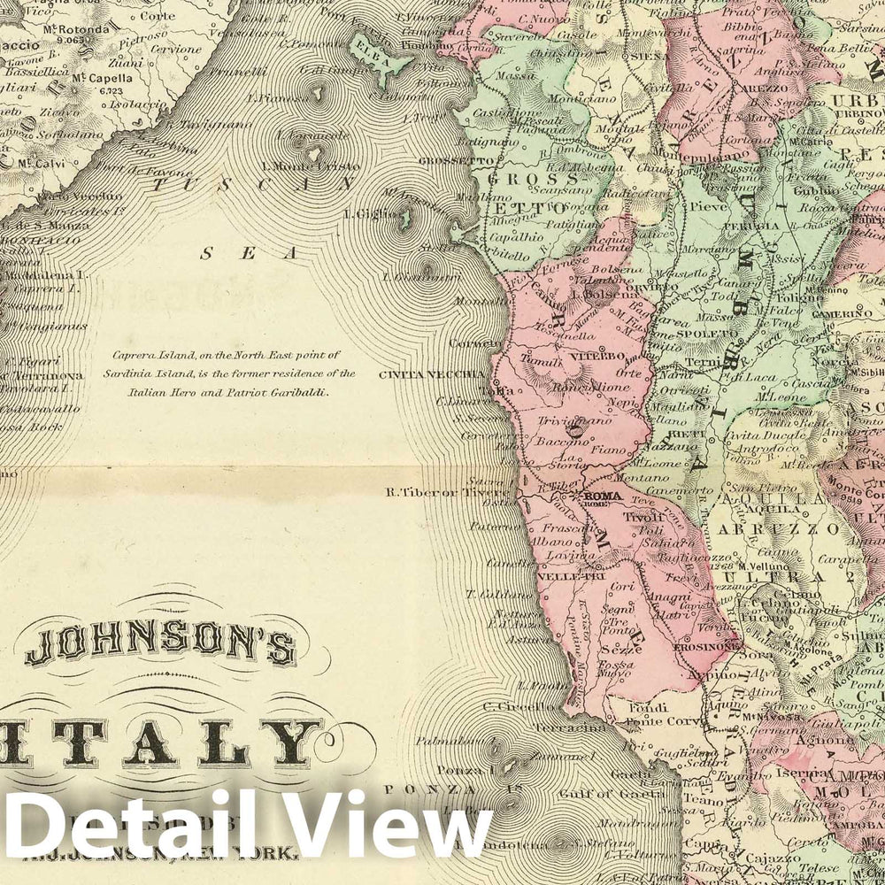 Historic Map : 1874 Johnson's Italy. Published by A. J. Johnson, New York. 101. 102. - Vintage Wall Art