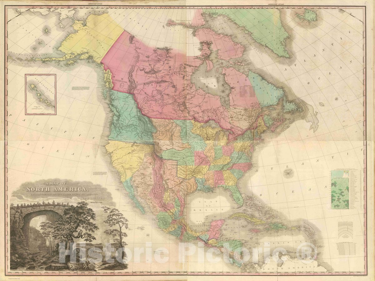 Historic Map : (Composite of) North America. American Atlas. (1822), 1833 Atlas - Vintage Wall Art